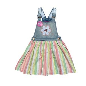 Betsey Johnson Skirtall Bottoms Girls 5 Denim Floral Reversible Sequin Stripes